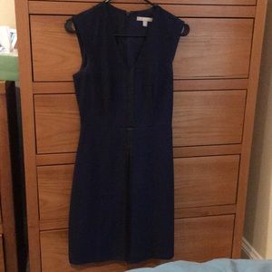 Banana Republic Navy dress with leather trim